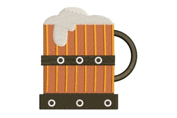 A Wooden Beer Stein Embroidery Design for Handmade Gifts