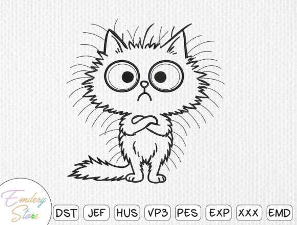 Funny Angry Cat Line Art Embroidery Review for Crafters