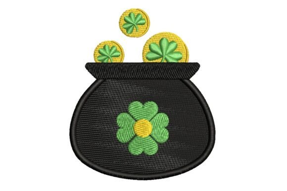 Lucky Pot of Gold Embroidery for Boutique Apparel